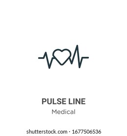Icono vectorial de contorno de línea de impulsos. Icono de línea de impulsos negros de línea delgada, ilustración de elemento simple vector plano de concepto médico editable trazo aislado en fondo blanco