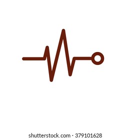 Pulse line. Vector icon brown
