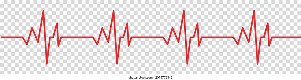 Pulse line vector template. Heart pulse, one line, cardiogram sign, heartbeat. Vector illustration isolated on transparent background