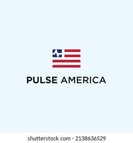 pulse logo with american flag icon vector silhouette illustration