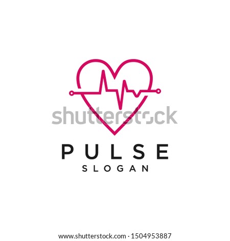 Pulse logo design vector icon simple line art graphic minimalist