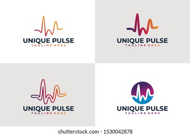 Pulse logo icon vector set