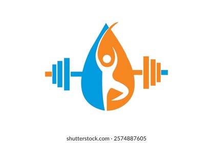 Pulse marathon drop shape concept Human Fit Logo design icon vector