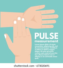Pulse measurement, determining heart rate. First Aid. Vector illustration