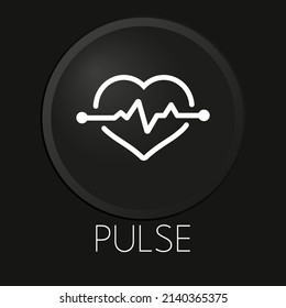 Pulse minimal vector line icon on 3D button isolated on black background. Premium Vector.
