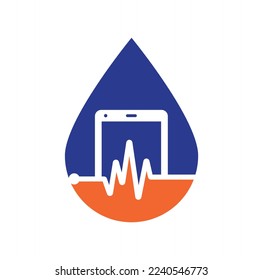 Pulse mobile drop shape concept logo template design vector.