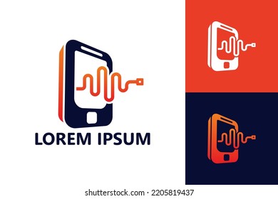 Pulse mobile phone logo template design vector