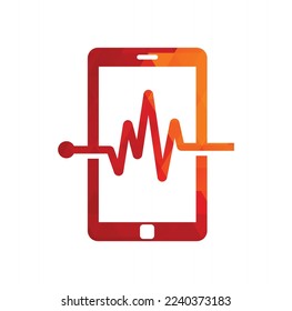 Pulse mobile phone logo template design vector.