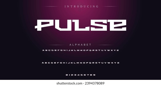 Pulse Modern Bold Font. Sans Serif Font. Regular Italic Uppercase Lowercase Typography urban style alphabet fonts for fashion, sport, technology, digital, movie, logo design, vector illustration