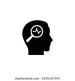 Pulse monitor icon. Magnifying glass icon, pulse icon vector sign. Icon, monitor, beat, black, cardiogram, cardiograph, cardiology, care, design, detective, discovery