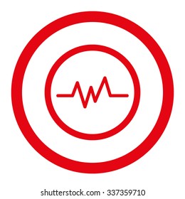 Pulse Monitoring vector icon. Style is flat rounded symbol, red color, rounded angles, white background.