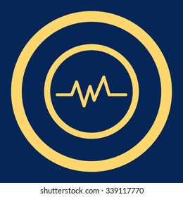 Pulse Monitoring vector icon. Style is flat rounded symbol, yellow color, rounded angles, blue background.