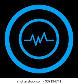 Pulse Monitoring vector icon. Style is flat rounded symbol, blue color, rounded angles, black background.