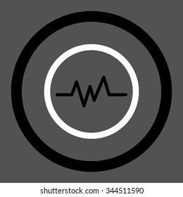 Pulse Monitoring vector icon. Style is bicolor flat rounded symbol, black and white colors, rounded angles, gray background.