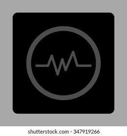 Pulse Monitoring vector icon. Style is flat rounded square button, gray and black colors, silver background.