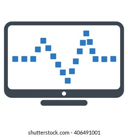 Pulse Monitoring vector toolbar icon. Style is bicolor flat icon symbol, smooth blue colors, white background, square dots.