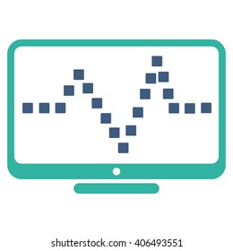 Pulse Monitoring vector toolbar icon. Style is bicolor flat icon symbol, cobalt and cyan colors, white background, square dots.