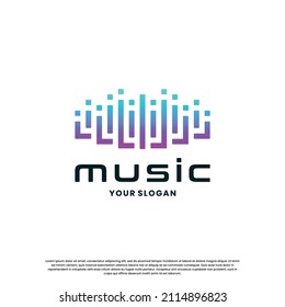pulse music logo design. equalizer icon logo music inspiration