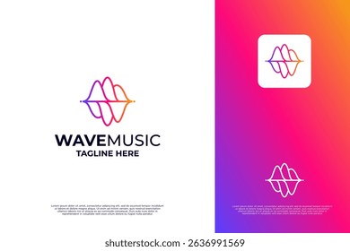 Pulse music logo design with line art style