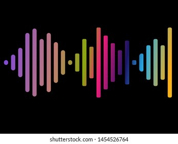 Pulse music player. Audio colorful wave logo. Vector equalizer element