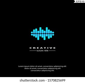 Pulse music player. Audio colorful wave logo. Vector equalizer element. EPS10