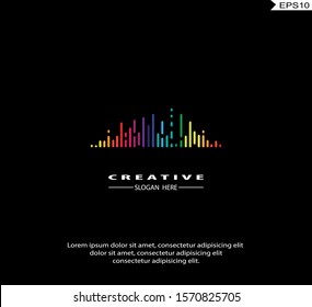 Pulse music player. Audio colorful wave logo. Vector equalizer element. EPS10