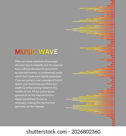 Pulse music player background. Poster with equalizer element. Audio colorful sound wave design banner. Vector digital media waveform illustration