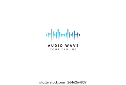Elemento player de música de pulso. Logo template música eletrônica, equalizador, loja, dj, boate, disco. Conceito de logotipo de onda de áudio, Tecnologia de multimídia temática, Forma abstrata