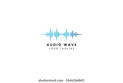 Elemento player de música de pulso. Logo template música eletrônica, equalizador, loja, dj, boate, disco. Conceito de logotipo de onda de áudio, Tecnologia de multimídia temática, Forma abstrata
