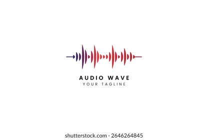 Elemento player de música de pulso. Logo template música eletrônica, equalizador, loja, dj, boate, disco. Conceito de logotipo de onda de áudio, Tecnologia de multimídia temática, Forma abstrata