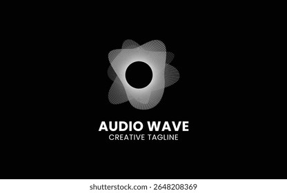 Elemento player de música de pulso. Logo template música eletrônica, equalizador, loja, dj, boate, disco. Conceito de logotipo de onda de áudio, tecnologia multimídia temática