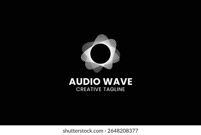 Elemento player de música de pulso. Logo template música eletrônica, equalizador, loja, dj, boate, disco. Conceito de logotipo de onda de áudio, tecnologia multimídia temática