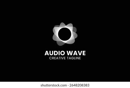 Elemento player de música de pulso. Logo template música eletrônica, equalizador, loja, dj, boate, disco. Conceito de logotipo de onda de áudio, tecnologia multimídia temática