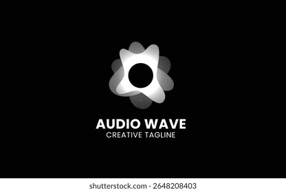 Elemento player de música de pulso. Logo template música eletrônica, equalizador, loja, dj, boate, disco. Conceito de logotipo de onda de áudio, tecnologia multimídia temática