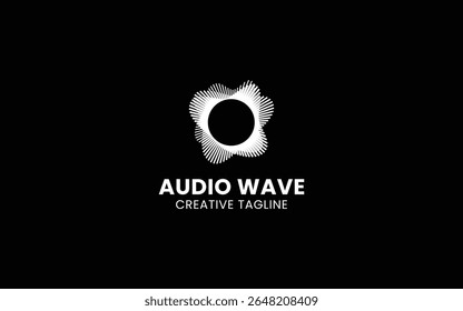 Elemento player de música de pulso. Logo template música eletrônica, equalizador, loja, dj, boate, disco. Conceito de logotipo de onda de áudio, tecnologia multimídia temática