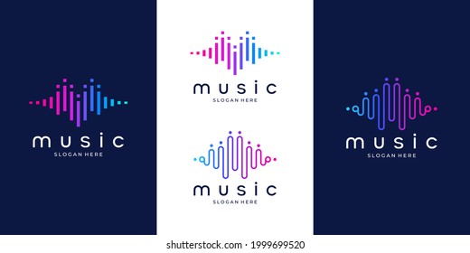 Pulse music player logo element  Logo template electronic music  equalizer  store  audio wave logo concept 