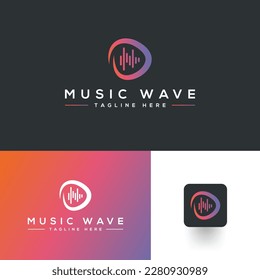 Elemento del logotipo del reproductor de música Pulse. Plantilla de logotipo: música electrónica, ecualizador, tienda, concepto de logotipo de ondas de audio. Plantilla de logotipo de gráfico musical, inspiración de diseño de iconos de música