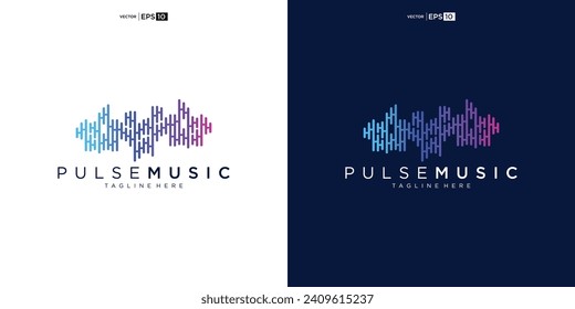 Pulse music player logo element. Logo template electronic music, equalizer, store, audio wave logo concept.