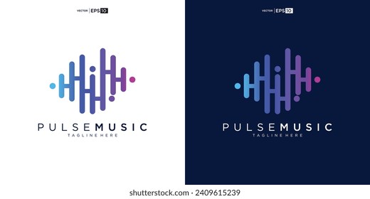 Pulse music player logo element. Logo template electronic music, equalizer, store, audio wave logo concept.