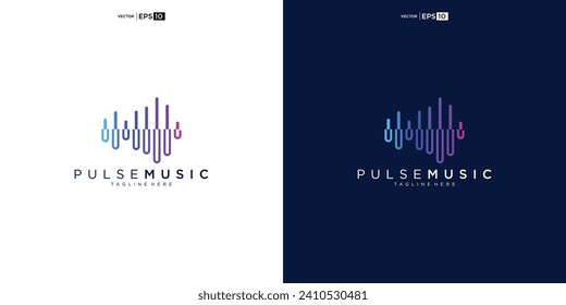 Pulse music player logo element. Logo template electronic music, equalizer, store, audio wave logo design concept.