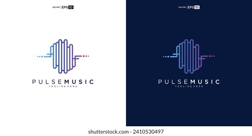 Logo-Element für Pulse-Musik-Player. Logo-Vorlage elektronische Musik, Equalizer, Speicher, Audio-Wave-Logo-Design Konzept.
