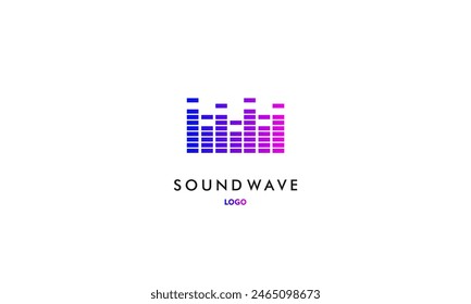 Elemento del logotipo del reproductor de música Pulse. Plantilla de logotipos de música electrónica, ecualizador, reproductor de música Pixel, tienda, concepto de logotipo de onda de audio.