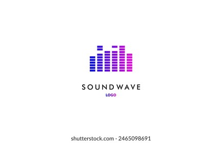 Elemento del logotipo del reproductor de música Pulse. Plantilla de logotipos de música electrónica, ecualizador, reproductor de música Pixel, tienda, concepto de logotipo de onda de audio.