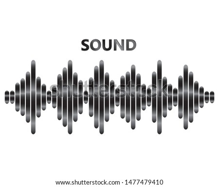 Pulse music player poster. Audio metallic wave logo on white background