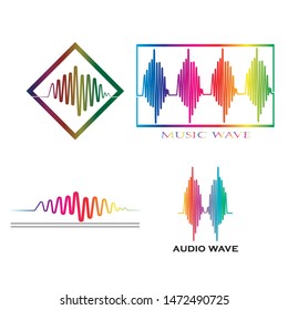 Pulse music player.Audio colorful wave logo. Vector equalizer element
