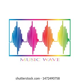 Pulse music player.Audio colorful wave logo. Vector equalizer element
