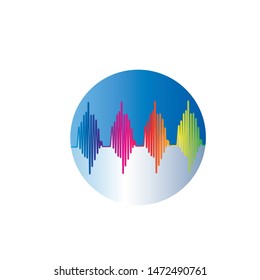 Pulse music player.Audio colorful wave logo. Vector equalizer element
