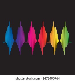 Pulse music player.Audio colorful wave logo. Vector equalizer element

