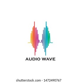 Pulse music player.Audio colorful wave logo. Vector equalizer element
