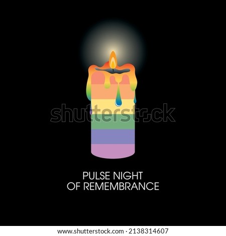 Pulse Night of Remembrance vector. Burning mourning candle with LGBT pride flag colors. The tragic event that happened at Pulse Nightclub in Orlando, Florida. Important day